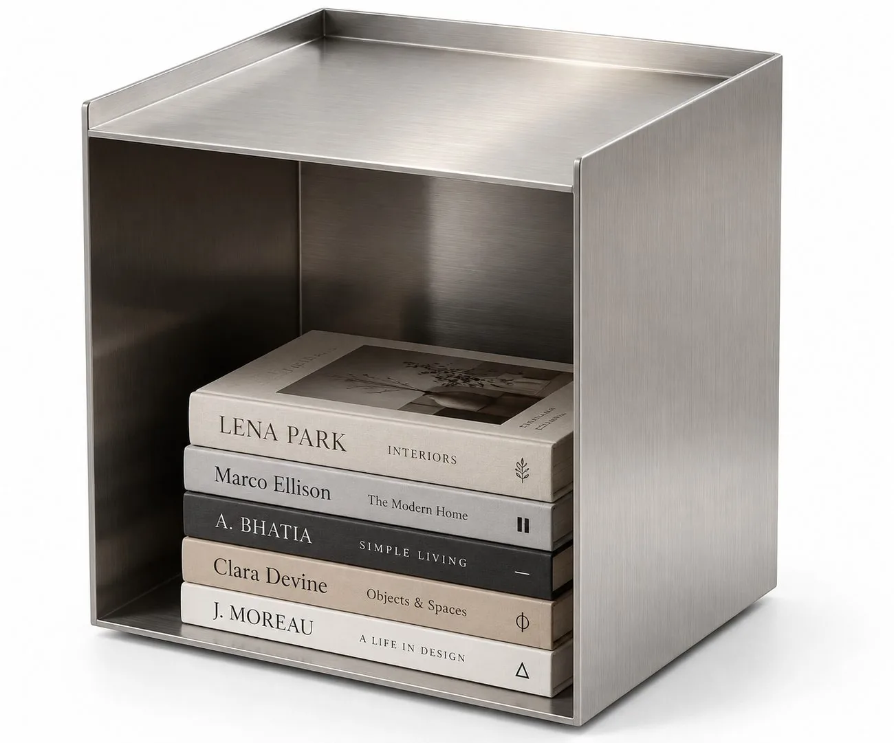 Book Stack raw-white steel side table by yrslv